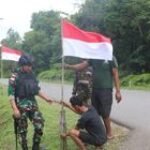Satgas Pamtas Statis RI-PNG Kibarkan Bendera Merah Putih Menyambut HUT RI Ke-78 di Perbatasan Papua