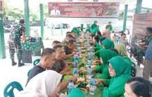 Makan Bersama, Danramil 0201-16/TM dan Anggota Beserta Persit Untuk Jalin Kebersamaan