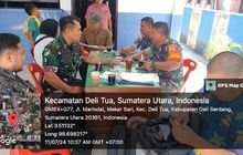 Babinsa Koramil 0201-15/Delitua Serda Abdul Haris Lakukan Komsos dengan Perangkat Desa Marindal I