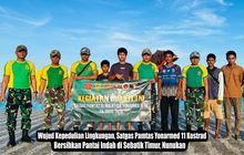 Wujud Kepedulian Lingkungan, Satgas Pamtas Yonarmed 11 Kostrad Bersihkan Pantai Indah di Sebatik Timur, Nunukan