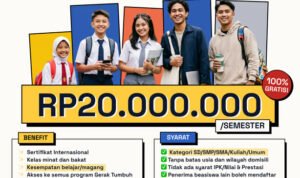 Beasiswa Gerak Tumbuh 2026 Gelombang 2 Resmi Dibuka Rp20.000.000 Semester untuk Semua Jenjang Pendidikan Tanpa Syarat IPK