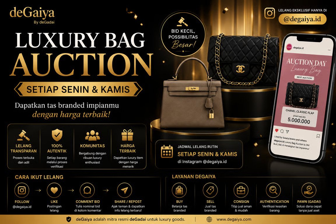 Ingin Punya Tas Branded dengan Harga Lebih Terjangkau Coba Ikuti Luxury Bag Auction deGaiya Setiap Senin dan Kamis